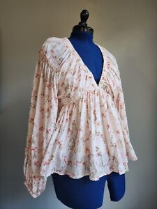 BY together Womens Boho Babydoll L-Sleeve Top Size Large