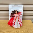 1997 holiday barbie brunette green eyes ravishing red and gold gown