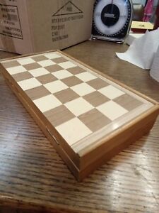 Folding Wood Checkers Chess Travel Game Board Foldable In Used Condition 11x11