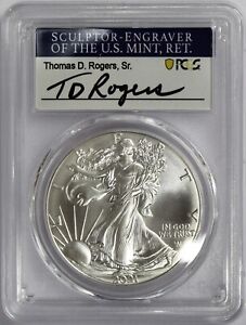 2021 $1 Silver Eagle Type 2 PCGS MS70 First Day of Issue TD Rogers Signature