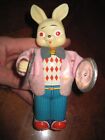 Vintage Antique Japan Wind-Up Tin Toy Bunny Rabbit Doll Noisemaker