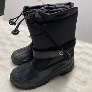 Crova Men's Black Faux Fur Lined Ankle Strap Mid-Calf Snow Boots Size 37