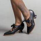 Women's Pointed Toe Lace up Low Heel Dress Shoes Mary Jane Shoes Pump Plus Size