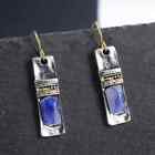 Retro Boho Blue Moonstone Dangle Earrings Fashion Women Retro Silver Plated Gift