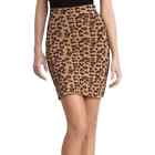 BCBGMaxAzeria Leopard Print Bodycon Mini Pencil Skirt High Waist Camel Combo M