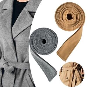 Women Faux Wool Belt for Trench Coat Overcoat Jacket Woolen Sash Tie+Belt Buckle
