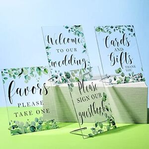 Set Of 4 Acrylic Wedding Signs Wedding Reception Decorations With Stand Clear Ta