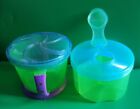 Munchkin Snack Catcher Containers Spill Proof Lid Snack Car Cup Holder Bl/Green