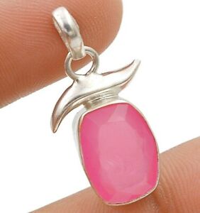 Natural Rose Quartz 925 Solid Sterling Silver Pendant Jewelry 1 1/5