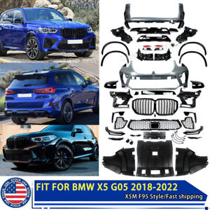 2022 X5M F95 Style Facelift w/ Grille For 18-21 BMW X5 G05 Full Bumper Body Kit