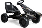 Go Kart for Kids, 4 Wheel Pedal Powered Go Cart with Steering Wheels & Adjustabl