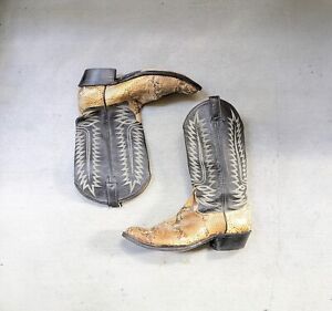 Snakeskin Cowboy Boots Men 11.5 D Brown Black Exotic Shoes Western Botas