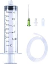 60ml Syringe with Plastic Luer Lock, 2ft Tubing, Blunt Tip Needles, and Cap