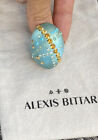100% Authentic ALEXIS BITTAR Blue Elongated Dome Lucite & Crystal Dust RING