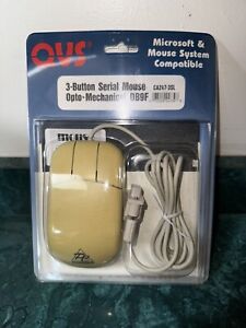 RARE Vintage 1995 QVS 3 Button Serial Mouse Opto-Mechanical DB9F NOS