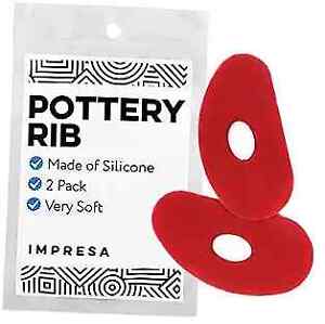 Soft Ribs for Pottery - Pack of 2 - Ultra-Soft, Red Silicone Shaping Pottery