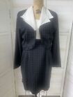 VTG 80s 90s Dawn Joy Fashions Black White Dress Blazer Set Secretary Sz 11/12