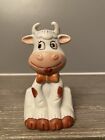 Vintage Ceramic Hand Painted Cow Shaped Decorative Bell