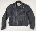 Vintage Excelled Black Leather Motorcycle Moto Biker Jacket Mens 44 M/L USA MADE