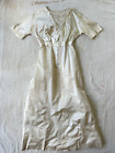 Antique Edwardian 1910s Ivory Silk Empire Waist Beaded Wedding Gown Dress