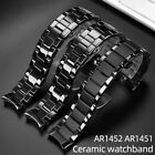 Ceramic Watchbandh for Armani AR1451 AR1452 AR1400 AR1410 Black Watch Strap