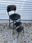 Vintage Cosco Stylaire Step Stool Metal Chair Pull Out Steps Black