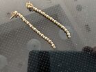 Estate Solid 14K Yellow Long Caviar Gold Ball Bead Drop Dangle Earrings 2