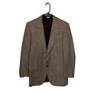 Brioni Blazer Mens 40R Brown Houndstooth Jacket Sport Coat Made Italy Wool Linen