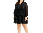 International Concepts Tiered Mini Dress Womens Plus size 3X Black Gold New