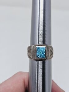 Vintage Sterling Silver Navajo Turquoise Ring Size 10.5 11 Grams FAST SHIPPING