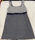 Lands End Womens Swim Dress Size 16 Striped Navy and White