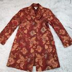 Vintage Cabi Womens Over Coat Red 14 Floral Jacket Career Preppy Casual Long