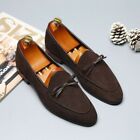 Mens Suede Leather Bowknot Slip On Pointed Toe Casual Leisure Loafers Shoes News