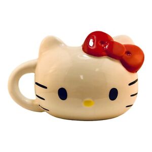 Sanrio Hello Kitty Face Red Bow Ceramic Mug 18 oz. Original 3D Sculpted Design