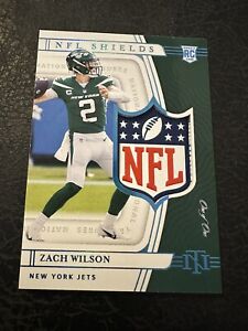 2021 Zach Wilson Panini National Treasures NFL Logo Shield Rookie 1/1 Jets