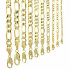 10k Solid Yellow Gold Figaro Chain Necklace 2.23mm-10.25mm Sz 16-30 Inches