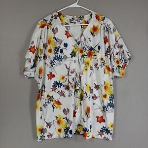 Blair Shirt Womens XL Floral Short Sleeve Button Up Lightweight Polyester