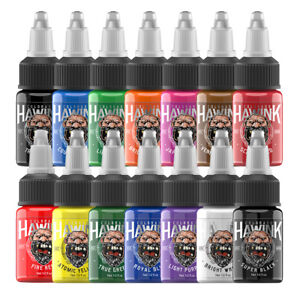 HAWINK Tattoo Ink Set 7/14Colors Set 1/2OZ 15ml/Bottle Tattoo Pigment Kit TI203