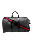 Gucci GG Supreme Soft Canvas Carry On Duffle Bag Leather Trim