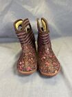 Bogs Purple Floral Stripe Insulated Waterproof Boots Shoes Toddler Size 8c