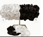 #L Silky Satin Hair Ties - Black & White Scrunchies Ponytail - Stylish Lot of -2