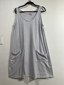 FRESH PRODUCE Women's Gray Drape Cotton Tank Dress W Pockets SZ XL