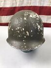 Original WWII WW2 US Army USMC M1 Steel Helmet Swivel Bale Front Seam Camo Z9