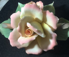 Vintage Capodimonte Porcelain Ceramic Rose and Rose Bud Sculpture Made in Italy