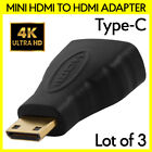 3PCS Mini HDMI Type C Male to Standard HDMI Female Adapter Connector Converter
