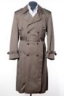 42R Vintage Double-Breasted Towne London Fog Taupe Gray Trench Coat Overcoat L