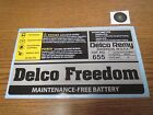 Delco Freedom 655 Battery Decal Set. Mid 80s through 90s  AC Delco Remy replica