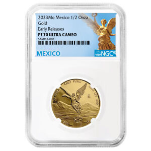 2023 Proof Gold Mexican Libertad Onza 1/2 oz NGC PF70UC ER Mexico Label