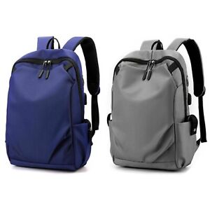 Waterproof Men Women Backpack Bookbag School Travel Laptop Rucksack Zip Bag Blue