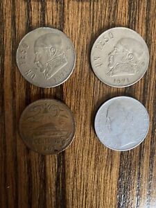 World Coins | Mexico | 2 - 1971 Un Peso | 1967 20 Centavos | 1964 100 Lira Italy